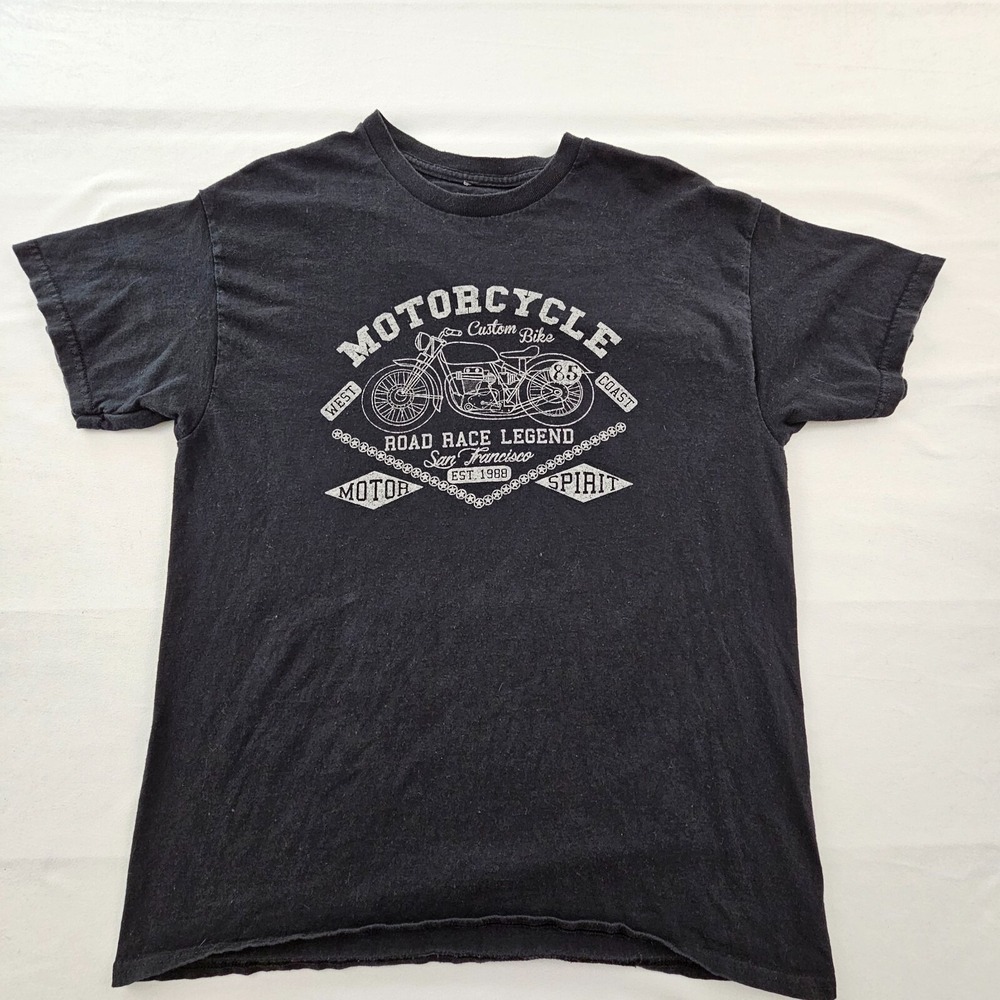 Motorcycle Road Race Legend Black Short Sleeve Cotton T-Shirt Men's L